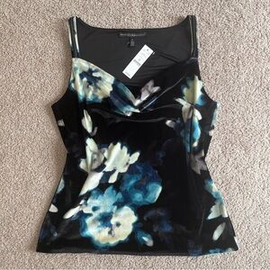 Brand New White House Black Market Floral Velvet Cowl Neck Top Womens Size M